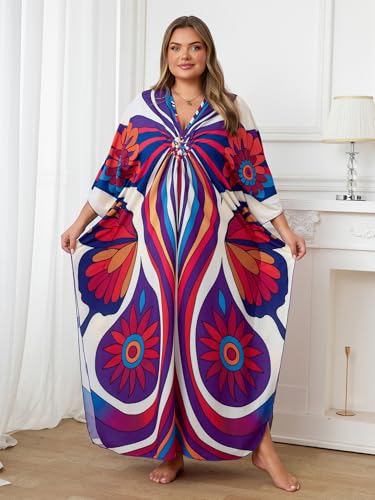 Image of Kaftan Dress for Women - Plus Size Caftan Maxi Beach Dress Moo Moos Loungewear, Swimsuit Cover Up for Beach, Pool or Vacation