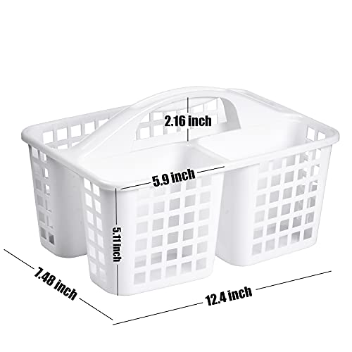 Alink Plastic Shower Caddy Basket With Compartments, Portable Divided Cleaning Supply Storage Organizer With Handle For College Dorm Bathroom - White #TOP5
