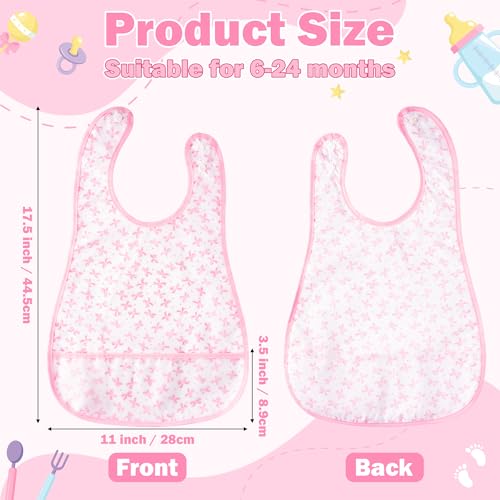 R HORSE 5Pcs Baby Bibs Set Toddler Bibs with Crumb Catcher Pocket & Snap Button Waterproof Baby Feeding Bibs for 6-24 Months2