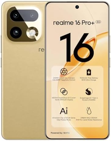 realme 16 Pro+ 5G Smartphone 8GB + 256GB, 200MP LumaColor Cámara ...