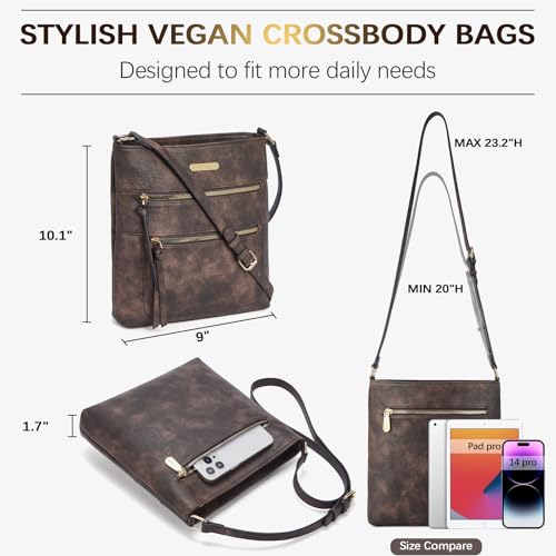 Image of BOSTANTEN Crossbody Purses for Women Medium Shoulder Bag Quilted Handbags with Zipper Pocket