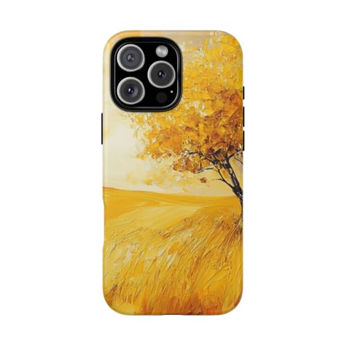 Coque iPhone 16 Pro Max rigide mate anti-glisse paysage automne doré