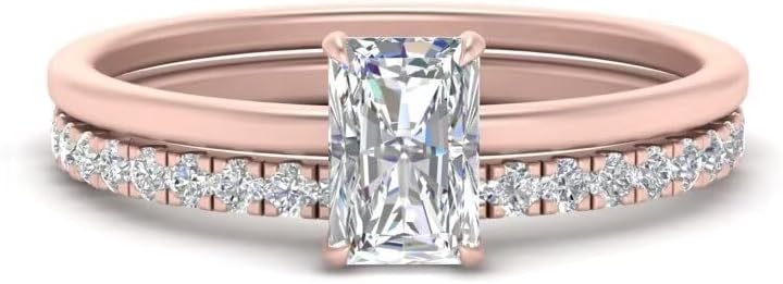 10K 14K 18K Real Gold Moissanite Bridal Rings Sets Center Round/Emerald/Rectangle/Marquise/Oval/Pear/Princess Cut Moissanite Engagement Rings Set for Women Wedding Rings Set valentines day Bands Set