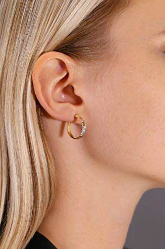 Tilo Jewelry NYF49639 Sterling Silver Tri-Color Diamond-Cut Hoop Earrings  thumb #1