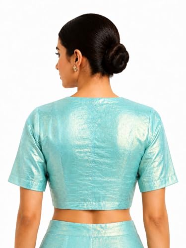 Image of Thevasa Women's Everyday Divine Depth V Neck Half Sleeves Blouse