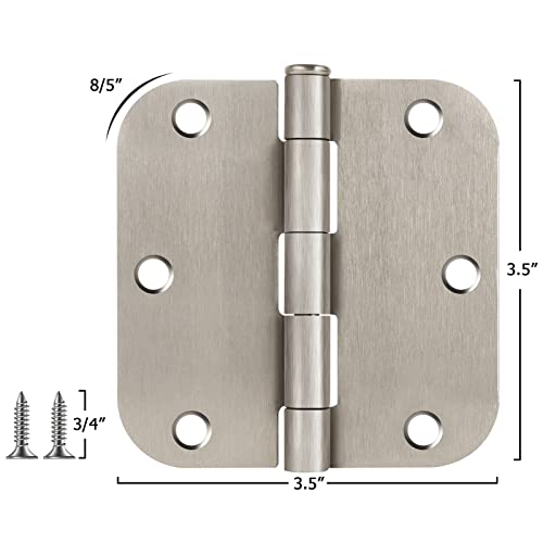 Egofine Door Hinges 12 Pack Satin Nickel Door Hinges, 3.5" X 3.5" Interior Door Hinges With 5/8" Radius Corners #TOP2