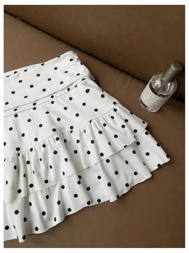 Milumia Women's Polka Dots Tiered Layered Mini Skirt Low Waist Short Ruffle Skirts4