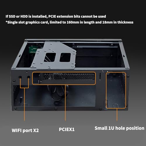 Gabinete de escritorio portátil en torre miniatura, construcción en acero reforzado, optimiza la eficiencia del espacio de trabajo, compatible con placa madre Mini-ITX miniatura 3