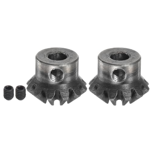 Image of HARFINGTON 2pcs Bevel Gear 1M 12 Teeth 6mm Shaft Hole 1:1 Tapered Bevel Pinion Gear 45# Steel 1.5 Module 90 Degree Steering Gear, for Hardware Mechanical Rotation