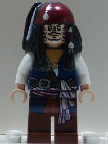 Jack Sparrow (cabeza caníbal de doble cara) Lego del set #4182 Minifigura de Piratas del Caribe