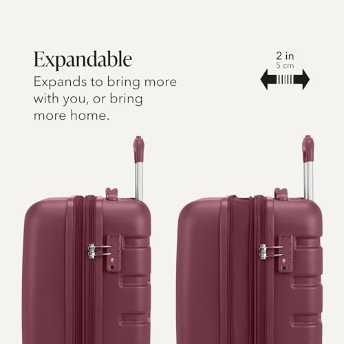 Image of SWISSGEAR Signature Hardside Expandable Carry-On Spinner Luggage, ABS Construction, TSA-Friendly Lock, and Built-In Cupholder, Merlot, 19-Inch