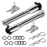 CROSSHIP Heavy Duty Stainless Steel Trailer Hitch Lock, 5/8' Pin Diameter with Weather Resistant Rubber Cap, Fits 2 or 2-1/2 or 3 Inch Receiver with O-Rings for Class I, II, III, IV and V Hitch, 2Pack