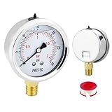 PRCTEC Glycerin Liquid Filled Air Pressure Gauge,2.5''Dial Stainless Steel Case...