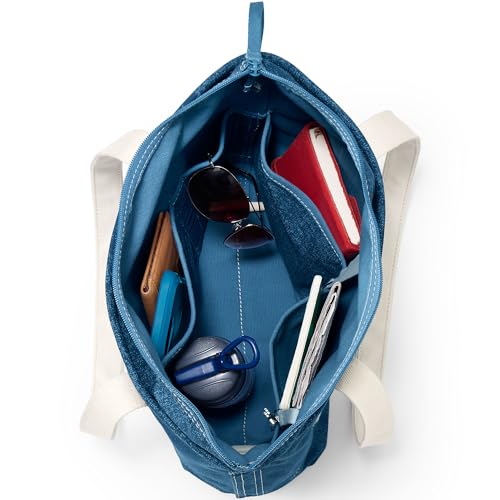 Image of Lands' End Zip Top Long Handle Canvas Tote Bag