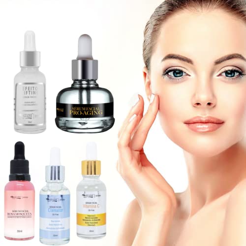 Kit Sérum Max Love Tratamento e Cuidados Diário Rosa Mosqueta + Vitamina C + Clareador + Pro Aging +