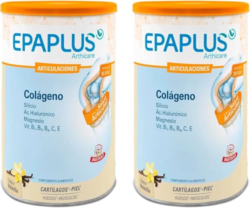 EPAPLUS Arthicare, Colágeno Hidrolizado con Silicio y Ácido Hialurónico, Disolución Instant Sabor Vainilla, Tratamiento Duplo 30 Días x 2