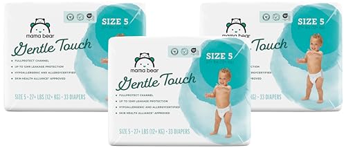 Image of Amazon Brand - Mama Bear Gentle Touch Diapers, Size 5, 33 Count (Pack of 3)