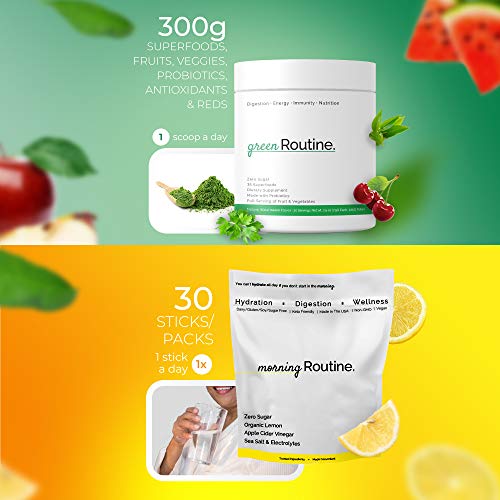 Non-GMO-Green-Superfoods-with-Reds-Smoothie-Mix-Morning-Routine-Daily-Hydration-Electrolyte-Powder-Packets-Pack-of-30-Sticks-Routine