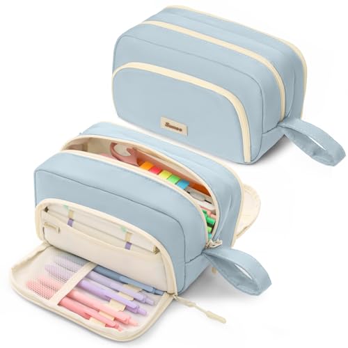 SUNEE Large Pencil Case, Big Capacity Pen Pouch with 3 Compartments, Kawaii Cute Pencil Bag with...