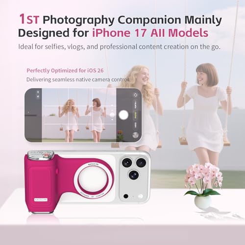 Image of COMITOK MOCA iPhone 17 Pro Camera Grip No Need App for iOS26, Compatible iOS17 and iOS18, Fun Shot Magnetic Grip for Phone Native Camera with Anti-Drop Detachable Remote and Convenient Keychain Hook