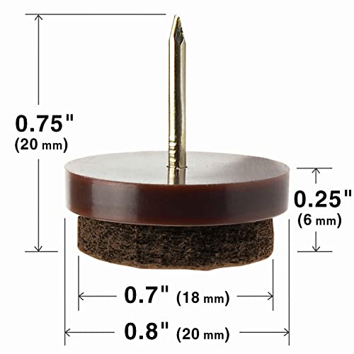 Nail-On Felt Pads X-Protector 40 Pcs - 0.8" Felt Furniture Pads - Brown Chair Leg Floor Protectors - Nail In Furniture Pads For Furniture Legs - The Best Felt Chair Pads For Hardwood Floors (20Mm)! #TOP3