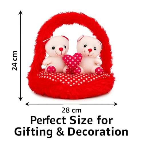 Image of Plush Stuffed Animal Toy | Ultra Soft and Cuddly Teddy for Kids and Adults | Cute Hugging Doll for Gifting, and Bedroom Decor (Heart 2 Teddy Bear)