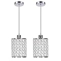 MonDaufie 2 Pack Crystal Pendant Lights Kitchen Island,Crystal Pendant Light with Long Cord Adjustable,Chrome Finish Bar Pendant Lighting,Pendant Light Fixtures for Bathroom,Dining Room,Bedroom