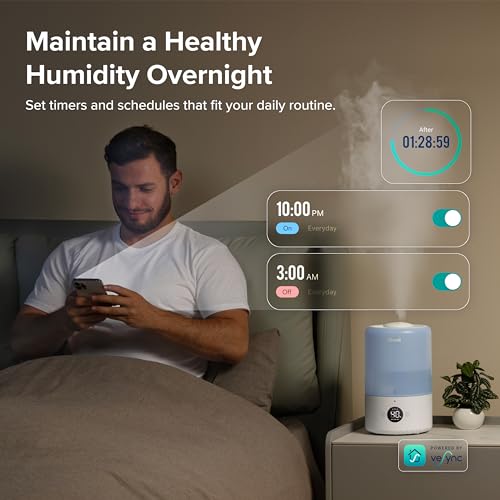 Image of LEVOIT Dual 200S Smart Humidifiers for Bedroom, Top Fill, Customize Humidity for Home, Baby Nursery & Plants with Humidistat, Essential Oil Diffuser, Schedule, Timer, APP & Voice Control, 3L, Blue
