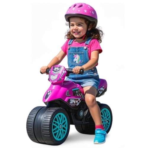 Waddle Kids Motorcycle Balance Bike - Toddler Ride on Toys w/Sounds, Wide Wheel Base, Rubber Coated Wheels, Foot to Floor Toddler Car Up to 44 Lbs, Motorbike for Kids Ages 18 Months to 3 Yrs, Pink