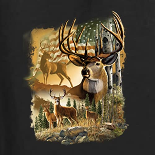 Wild Bobby Deers in Mountains Patriotic American Flag Hunting Animal Lover Unisex Crewneck Graphic Sweatshirt2