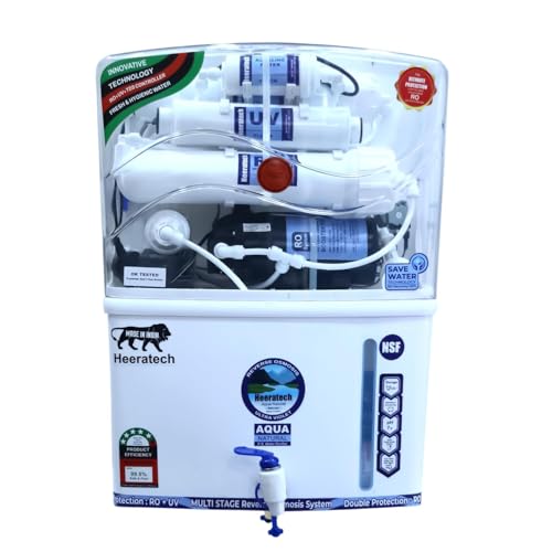 Heeratech Aqua Natural RO Water Purifier || RO+ LED UV+ HIGH TDS MEMBRANE+ TDS CONTROL Fully Automatic, Best For Home & Office Purpose || Capacity-12 Litr