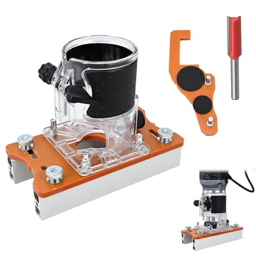 2-in-1 Router Jig for Slotting & Positioning Heavy-Duty Aluminum Adjustable Bracket for Invisible Fasteners & Edge Grooving Compatible with Most Routers (0-2 Inch Capacity)
