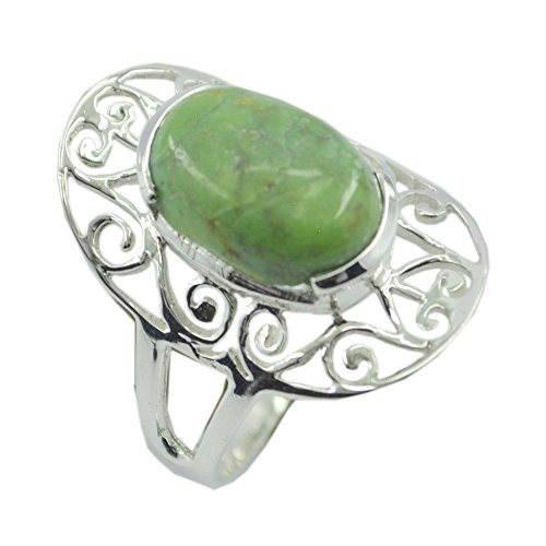 Bague mariage turquoise naturelle en argent massif fait main style vintage