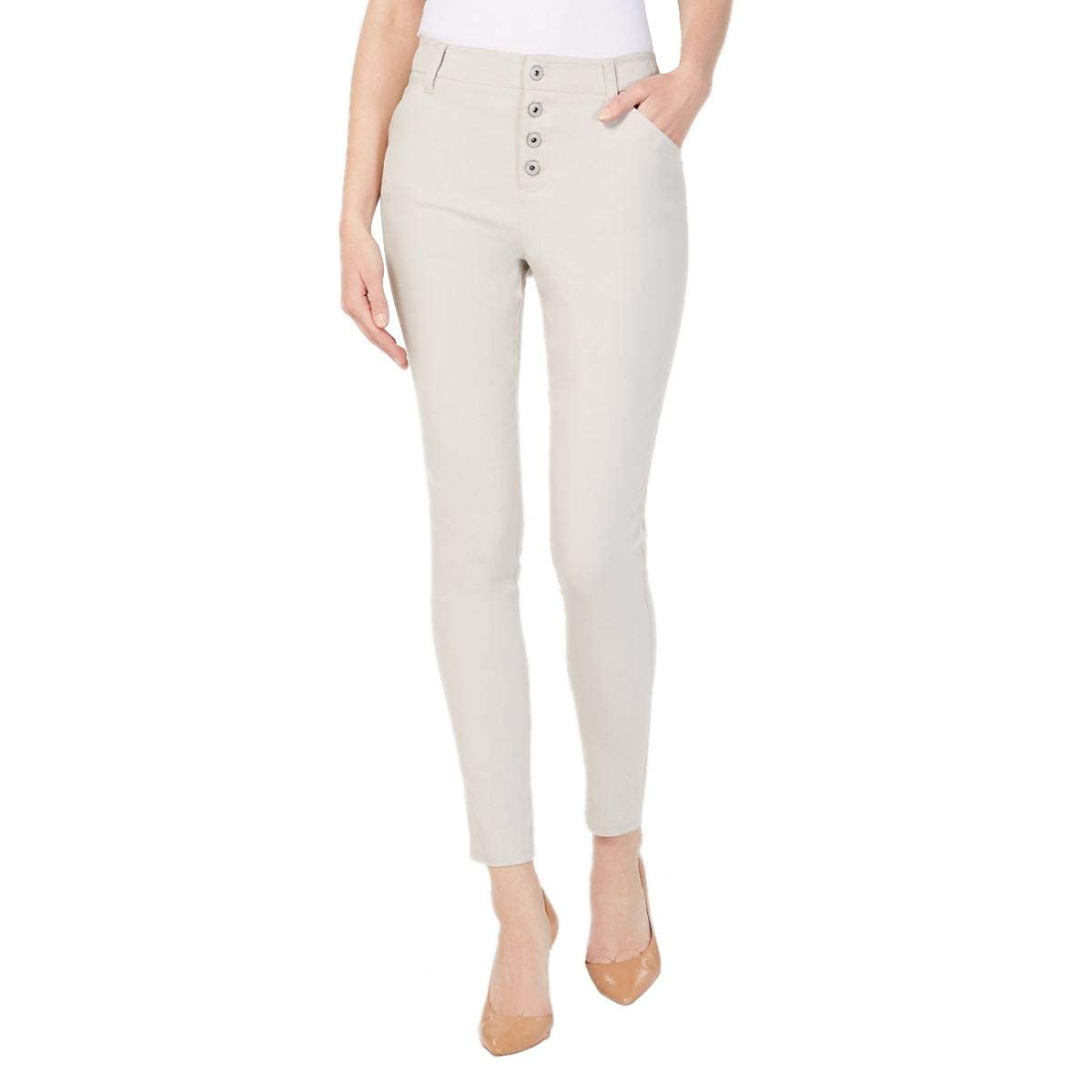 INC 70 Womens New 1466 Beige Button Front Skinny Pants 12 B B