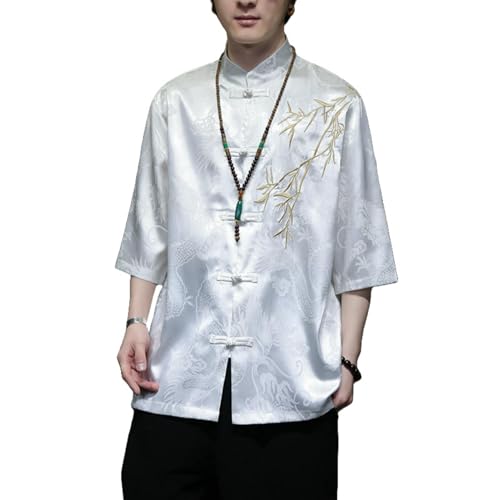 Chemise style chinois homme pour vacances d'été ensemble décontracté soie glacée