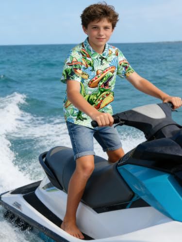 Image of uideazone Boys Novelty Print Short Sleeve Button Down Hawaiian Shirt 5-14Y