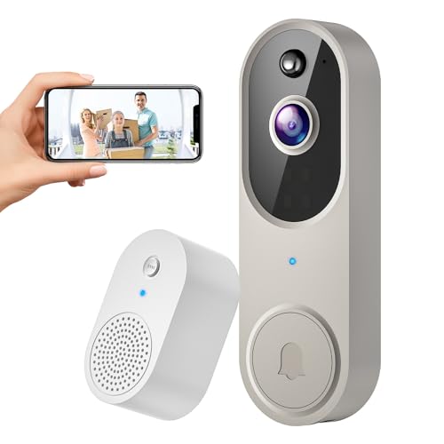 SUNNYJANE 1080P Smart Video Doorbell Camera Wireless with Ring Chime, Human Motion Detection and Instant Alerts, Night Vision, 2-Way Audio, Rechargeable Battery, Cloud Storage, Home Security System