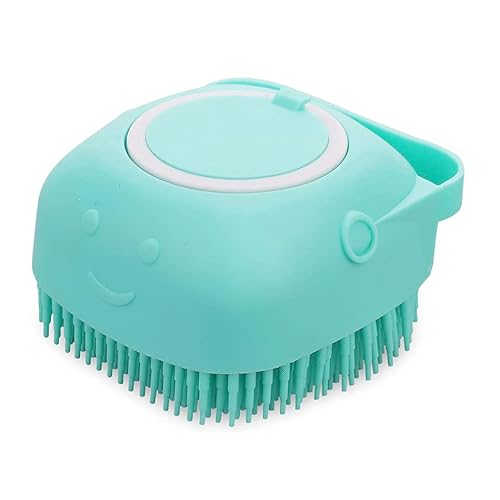 Pet Bath Massage Brush Puppy Dog Cat Grooming Cleaning Soft (Blue)