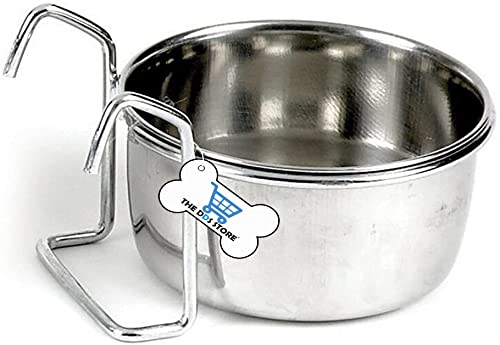 THE DDS STORE Stainless Steel Hanging Bowl Bird Food Feeding Dish Water Seed Feeder for Parrot Macaw African Greys…