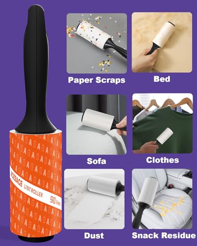 Image of ACE2ACE Lint Roller for Pet Hair, 270 Sheets Extra Sticky Lint Remover Rollers, 3 Pack 3 Handle Refillable Pet Hair Rollers for Clothes, Furniture, Carpet, Sofa Cleaning, 3Pack