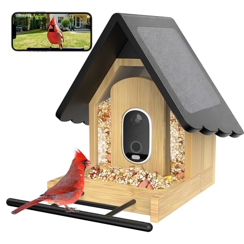 juzjuly Smart Bird Feeder with Camera - 2K HD Solar Powered Outdoor Bird Camera AI Recognition Birdfeeder Cam IP65 Waterproof Remote Monitoring for Backyard Birds Ideal Gift for Birds Lovers