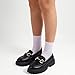 MUSSHOE Loafers for Women Platform Chunky Comfortable Slip-On Womens Loafers Fashion Business Work Dressy Casual Shoes,Black PU 8
