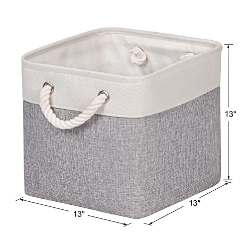 KEEGH Large Fabric Storage Cubes 13X13" Foldable Storage Bins Set of 3 Cube Organizer Baskets