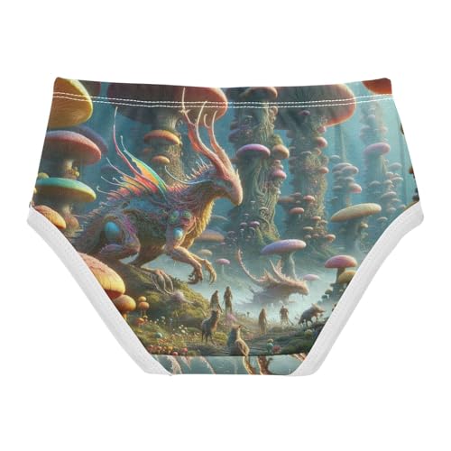 Cute Monsters Mushrooms Toddler Underwear, Girls Cotton Underwear, 2T–8 Years2