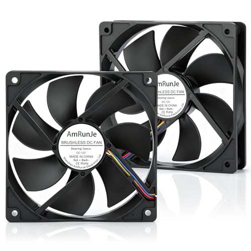 AmRunJe 2PCS PWM 4Pin Computer Case Fan 120mm x 25mm 12v DC Brushless Fan for Cooling PC Case Heat-Sink Refrigerator Engraver CPU Gaming