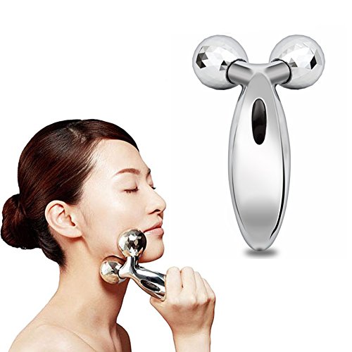 3D Roller Massager 360 Rotate Silver Thin Face Full Body Shape Massager Lifting Wrinkle Remover Facial Massage Relaxation Tool (gray)