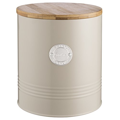 Typhoon Living Airtight Biscuit/Cookie Storage Canister with Bamboo Lid, 3.4 Litre, Putty