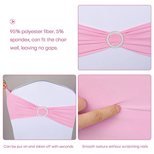 image for Boshen 25PCS Stretch Chair Sashes Bows Chair Bands with Buckle for Wed