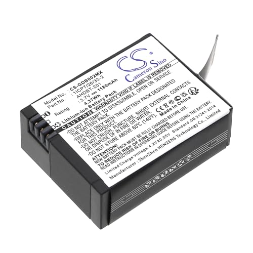 TECHTEK Batería 1180mAh Compatible con [Mevo] A7310, para [Rollei] AC420, Action CAM 420, Actioncam 420, para [Giroptic] Edges Closer to 360, Edges Closer to 360° Action CAM, para [GoPro] HD Hero3