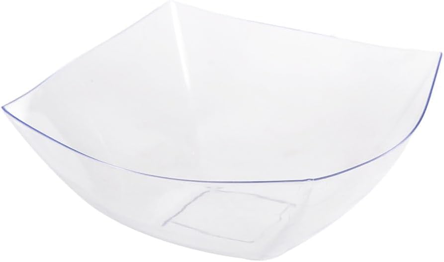 64 oz White Square Bowls - Disposable Plastic Bowls, Bulk Case of 50 - Catering, Parties, Restaurant & Food Service